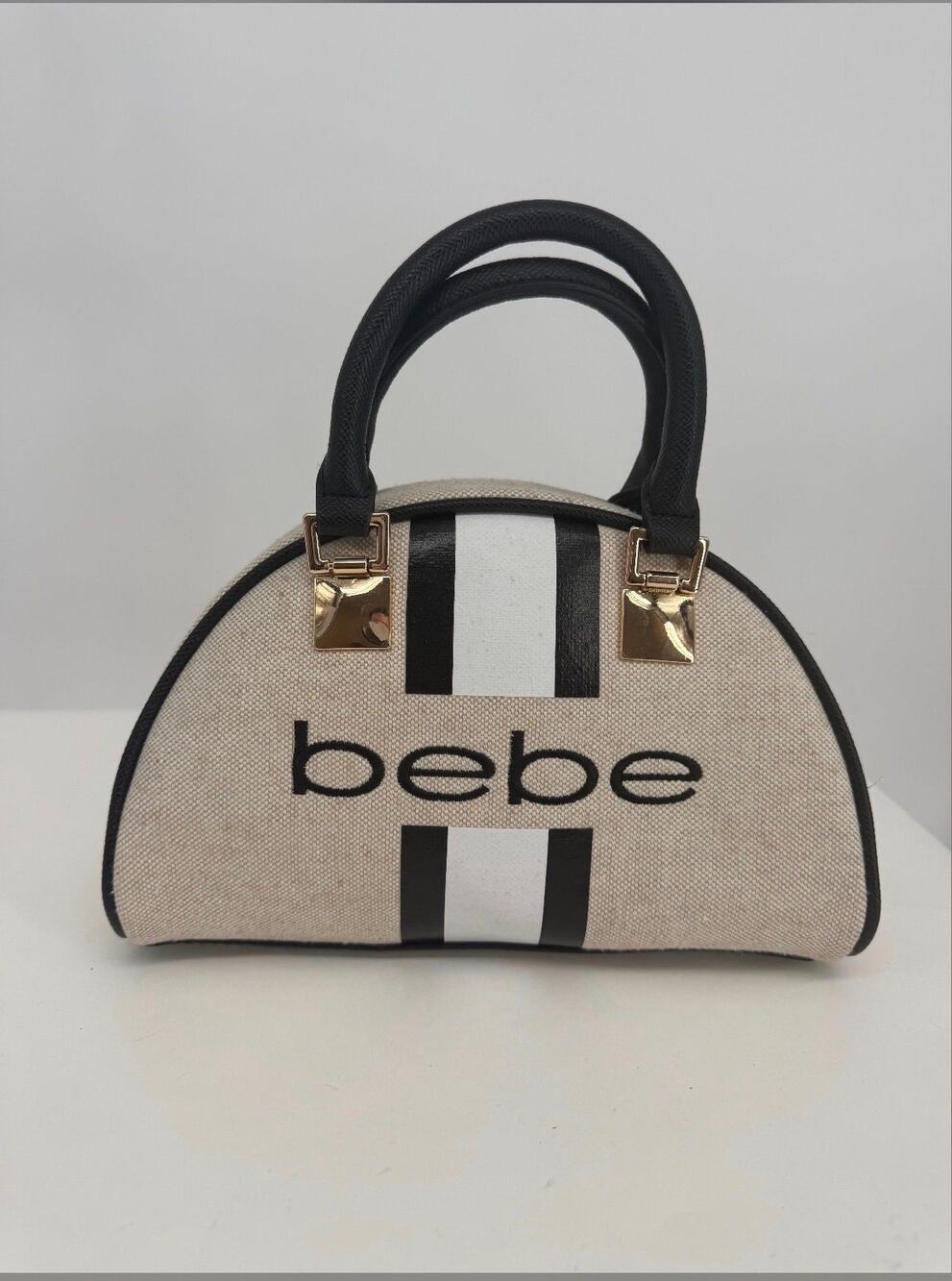 BEBE Black and White Mini Dome Satchel